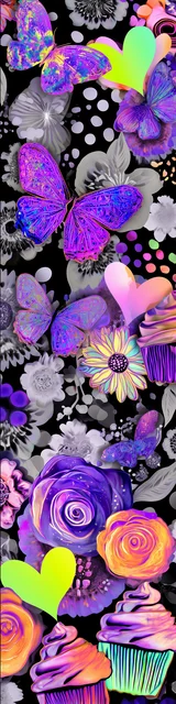 Free butterfly bookmarks of a butterfly with cupcakes in purple